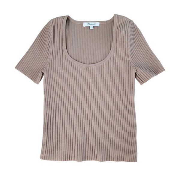 Madewell Ottoman Crop Sweater Tee Womens Size XXS Tan Modern Minimalist NL209 - Picture 1 of 6